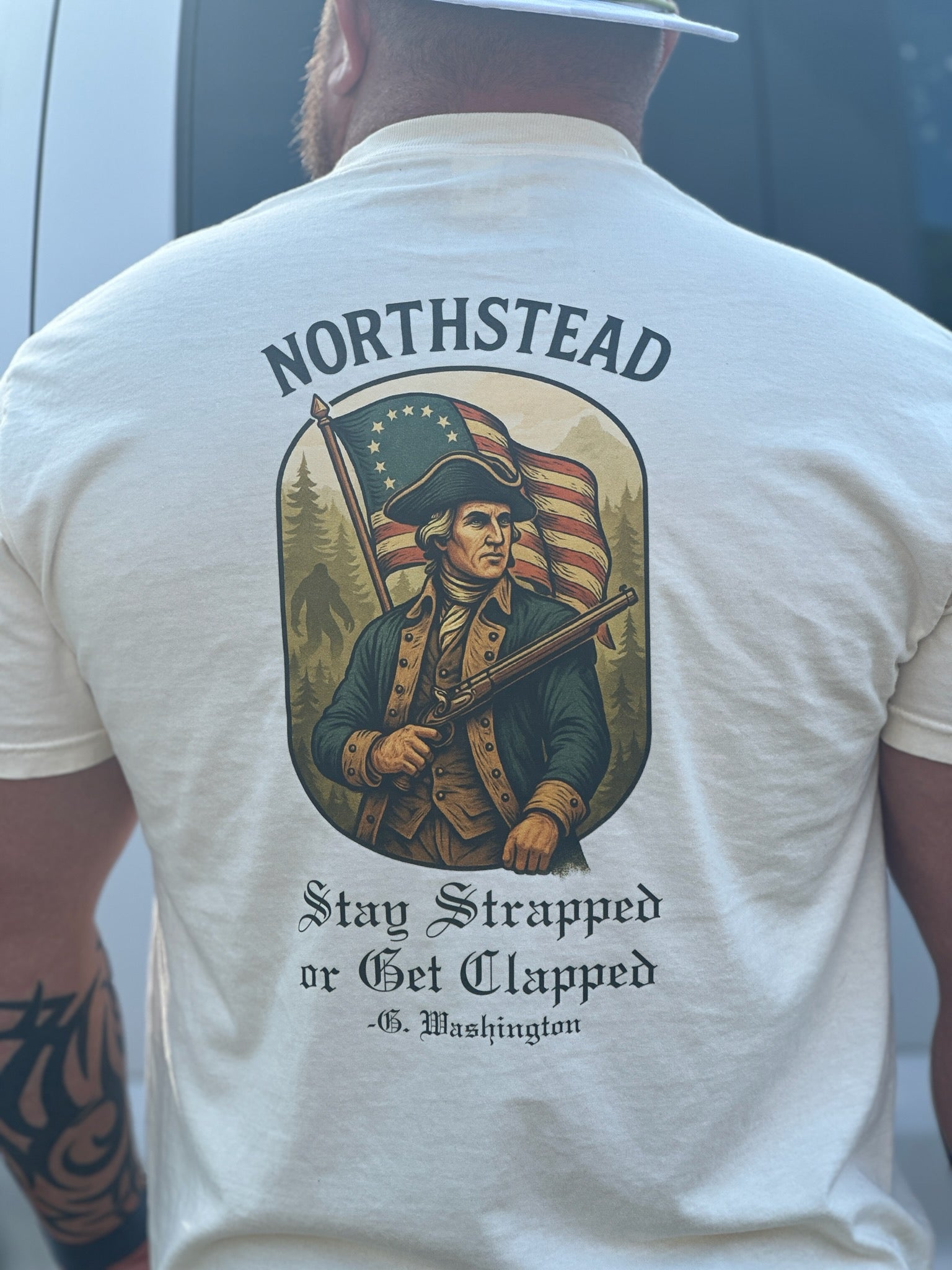 George Washington with a Sasquatch hidden in the background. 